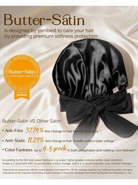 〽️Women Black Double Layer Hair Wrap Reduce Friction Prevent Frizz Satin Bonnet
